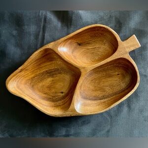 Vintage Wooden Leaf Serveware Tray